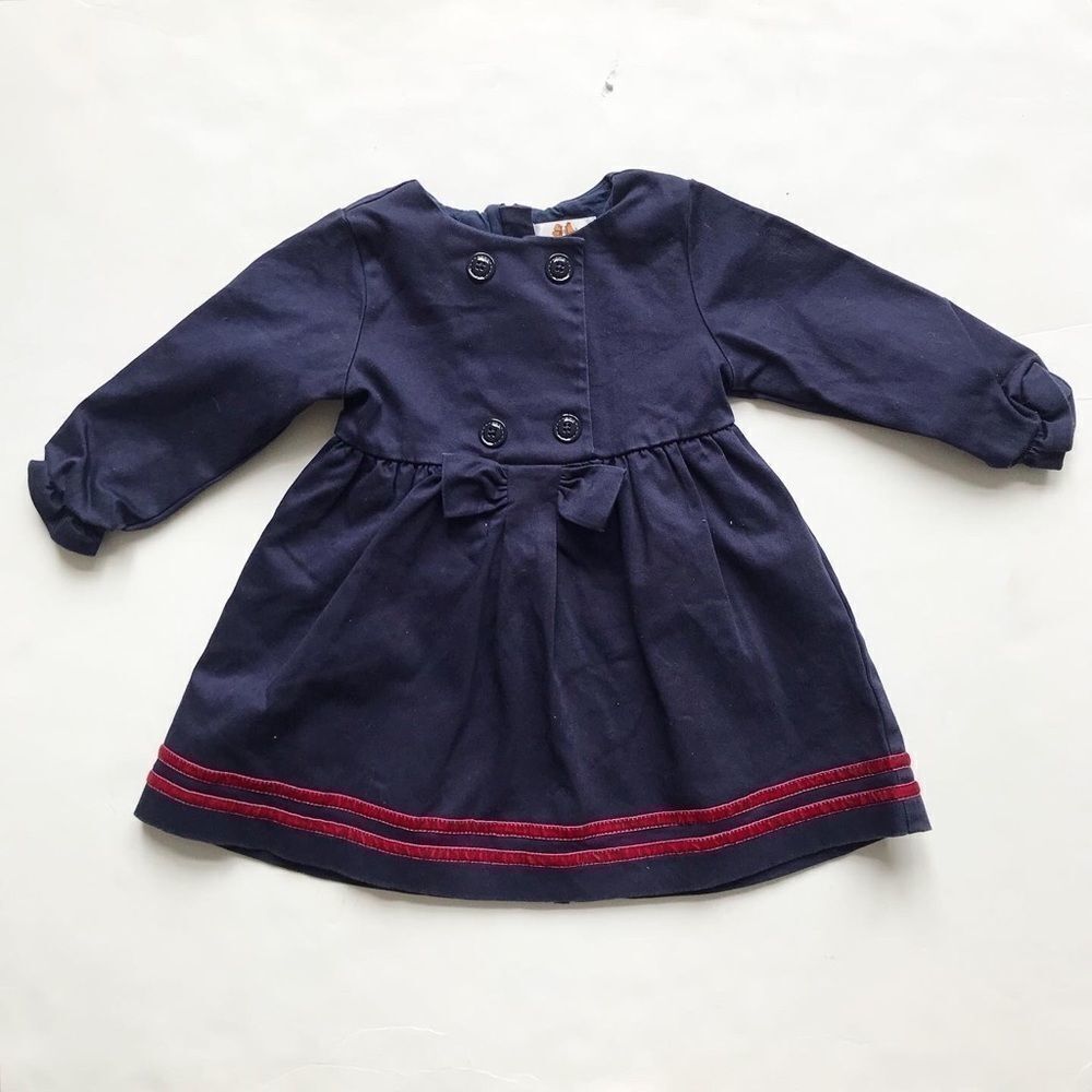 Chickeeduck navy long sleeve dress EUC 100(3/4T)